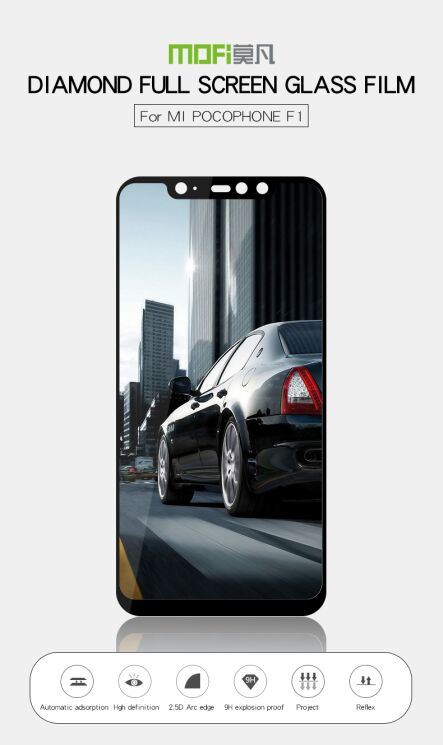 Захисне скло MOFI 9H Full Cover Glass для Xiaomi Pocophone F1 - Black: фото 4 з 11