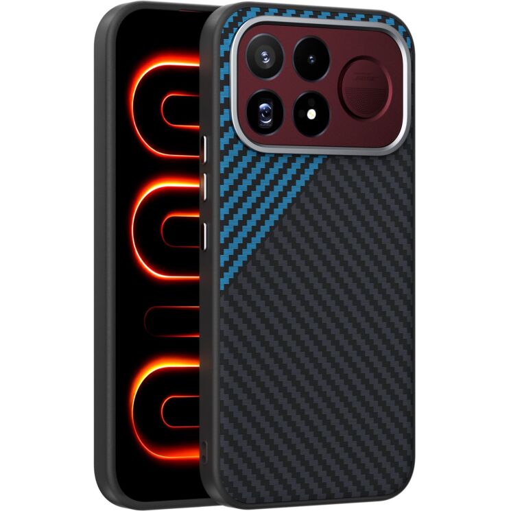 Захисний чохол ABEEL Carbon Fiber Case (FP) для Xiaomi Poco F9 Ultra - Black / Blue: фото 1 з 9