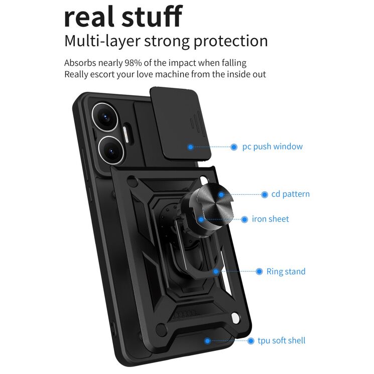 Защитный чехол Deexe Armor Shield для Xiaomi Poco F7 - Black: фото 7 из 9