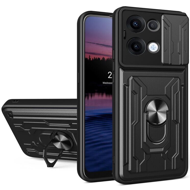 Захисний чохол Deexe Armor Slider для OPPO Reno 13 5G - Black: фото 1 з 9