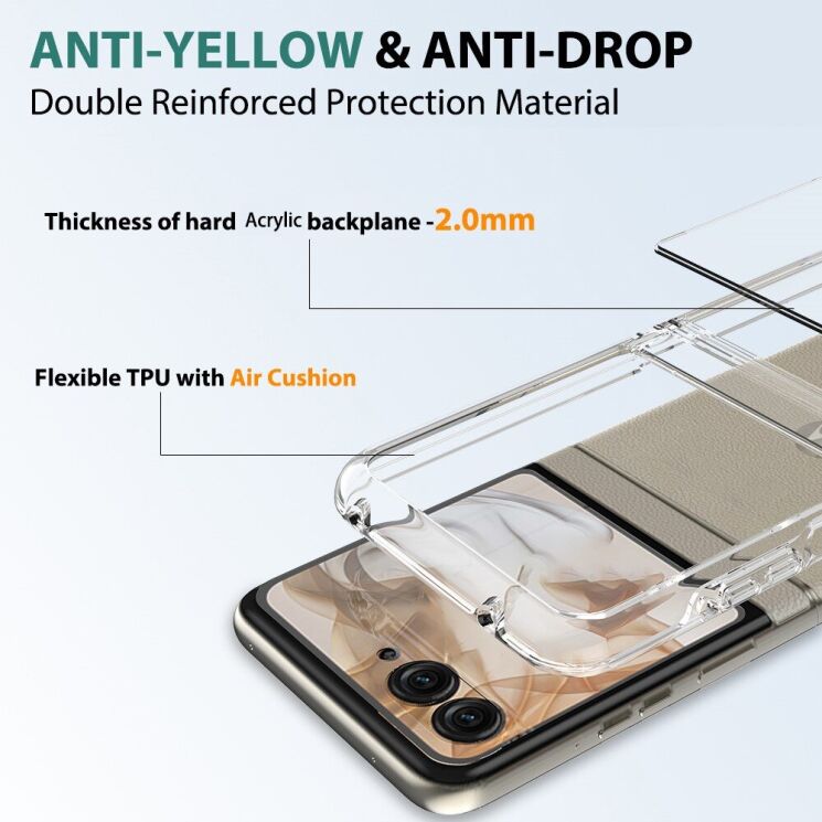 Защитный чехол Deexe Crystal Hybrid (FF) для Motorola Razr 50 - Transparent: фото 5 из 7