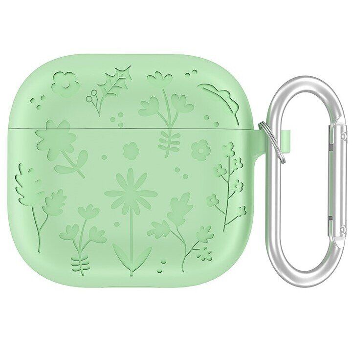 Защитный чехол Deexe Flower Pattern для Apple AirPods 4 - Matcha Green: фото 1 из 8