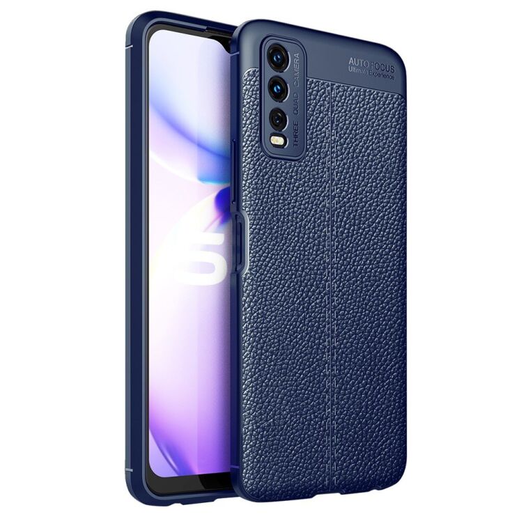 Защитный чехол Deexe Leather Cover для VIVO Y20 (V2027) / Y12s - Blue: фото 1 из 5