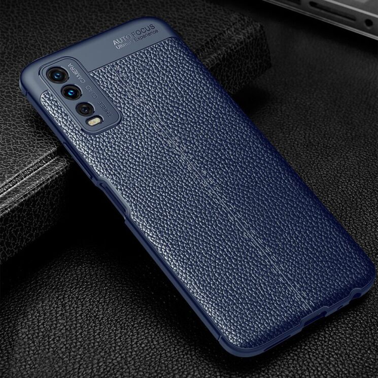 Защитный чехол Deexe Leather Cover для VIVO Y20 (V2027) / Y12s - Blue: фото 3 из 5