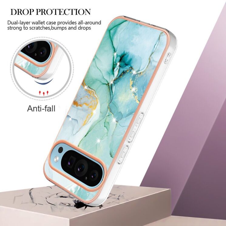 Защитный чехол Deexe Marble Style для Google Pixel 9 / 9 Pro - Green: фото 3 из 6
