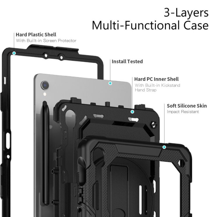 Защитный чехол Deexe Shockproof Case для Samsung Galaxy Tab S9 (X710/716) - Black: фото 7 из 8