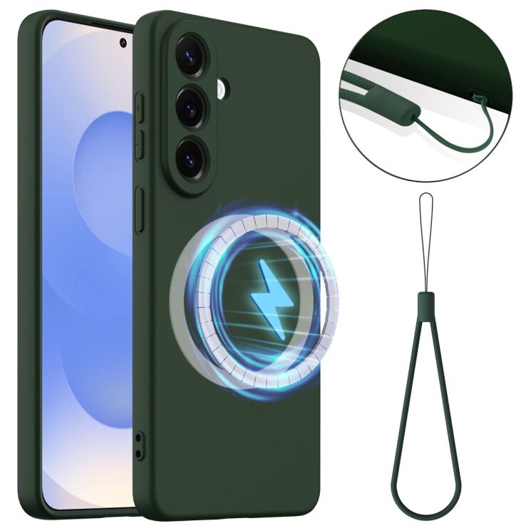 Защитный чехол Deexe Silicone Case with MagSafe для Samsung Galaxy S26 - Dark Green: фото 1 из 9