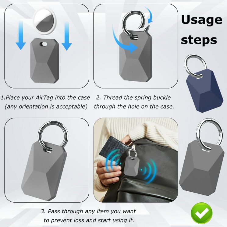 Защитный чехол Deexe Urban Style для Apple AirTags / AirTags 2 - Dark Blue: фото 6 из 8