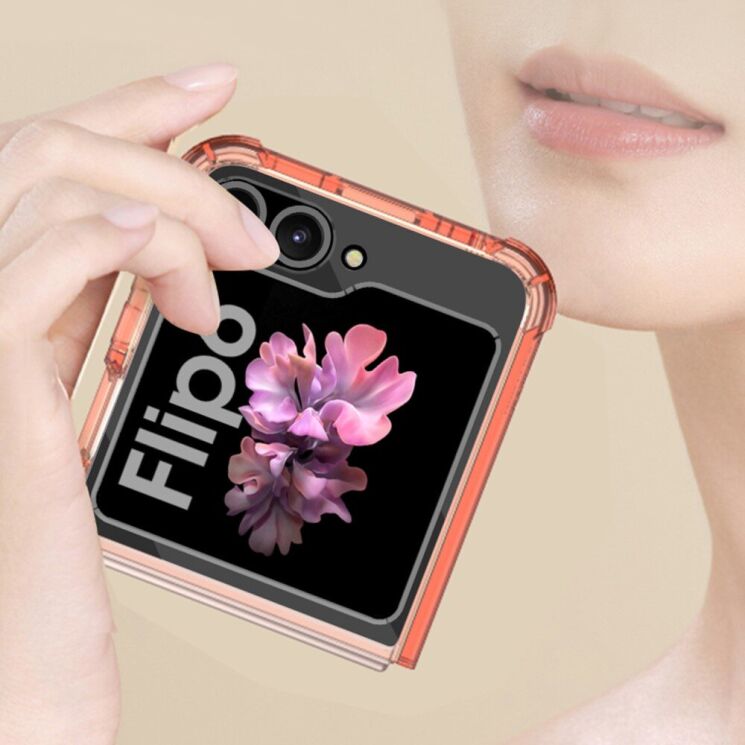 Защитный чехол GKK AirBag Magnetic для Samsung Galaxy Flip 6 - Transparent Orange: фото 5 из 8