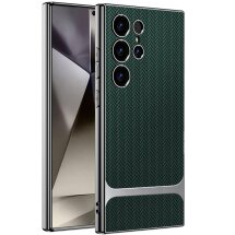 Защитный чехол GKK Woven Pattern для Samsung Galaxy S24 Ultra (S928) - Green: фото 1 из 10