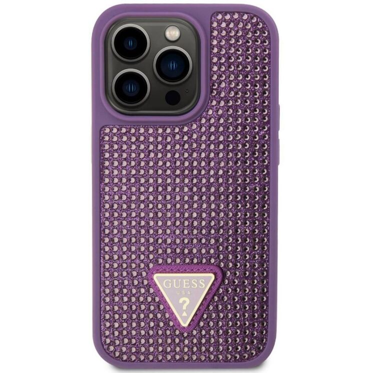 Захисний чохол Guess Rhinestones Triangle Metal Logo для Apple iPhone 15 Pro (GUHCP15LHDGTPU) - Purple: фото 1 з 5