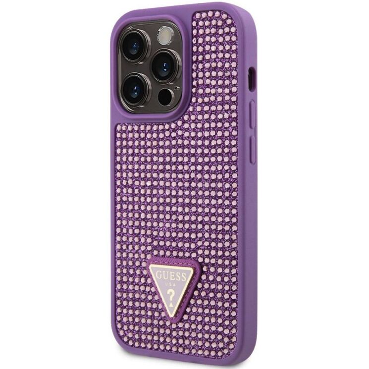 Захисний чохол Guess Rhinestones Triangle Metal Logo для Apple iPhone 15 Pro (GUHCP15LHDGTPU) - Purple: фото 2 з 5
