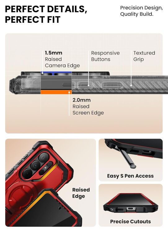 Защитный чехол i-Blason Armorbox MagSafe by Supcase для Samsung Galaxy S26 Ultra (S948) 843439161016 - Coral: фото 9 из 10
