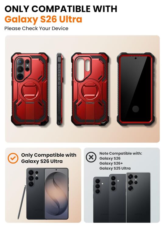 Защитный чехол i-Blason Armorbox MagSafe by Supcase для Samsung Galaxy S26 Ultra (S948) 843439161016 - Coral: фото 4 из 10