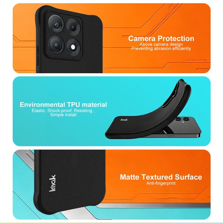 Защитный чехол IMAK Airbag Sand Case для Motorola Edge 70 Max - Matte Black: фото 8 из 8