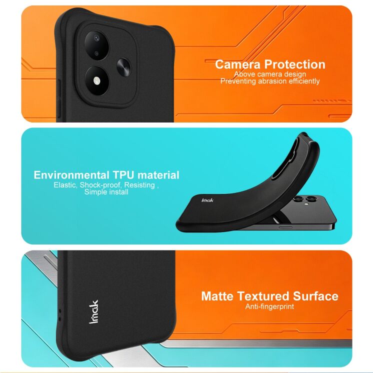 Защитный чехол IMAK Airbag Sand Case для Xiaomi Redmi Note 17 (4G/5G) - Matte Black: фото 7 из 8