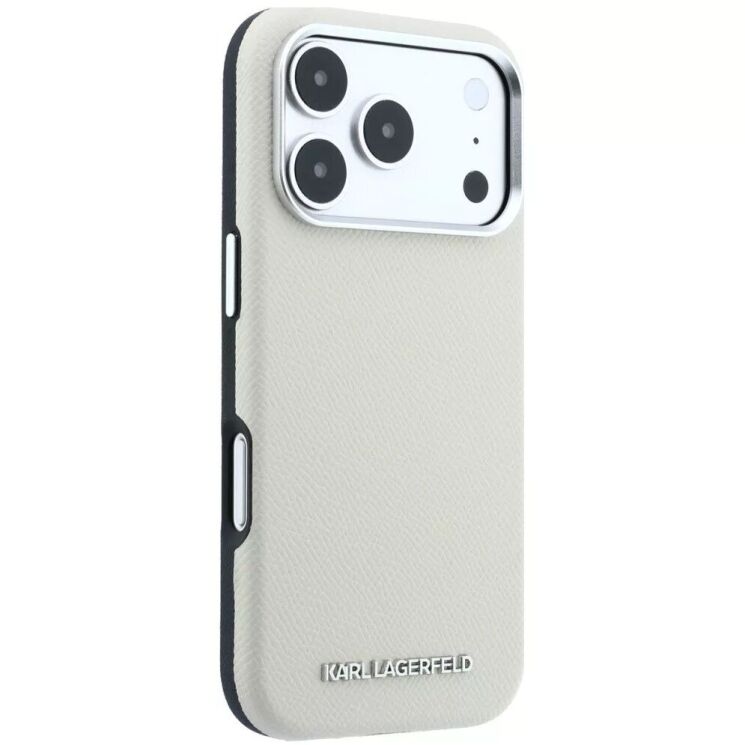 Захисний чохол Karl Lagerfeld Grained Elongated Logo MagSafe для iPhone 18 Pro Max / 17 Pro Max (KLHMP18XPSWGKLE) - Beige: фото 3 з 7