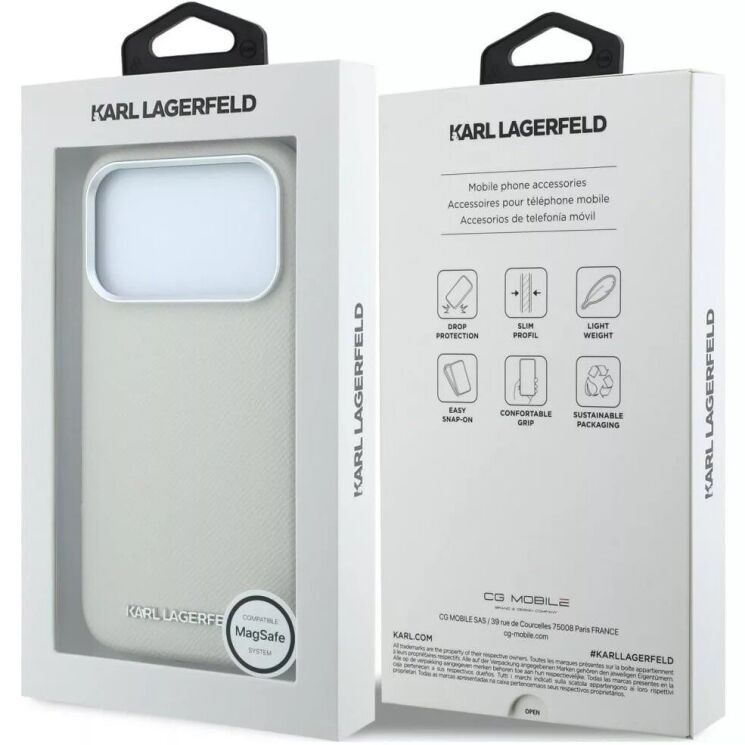 Захисний чохол Karl Lagerfeld Grained Elongated Logo MagSafe для iPhone 18 Pro Max / 17 Pro Max (KLHMP18XPSWGKLE) - Beige: фото 7 з 7