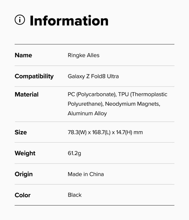 Защитный чехол Ringke Alles Magnetic для Samsung Galaxy Fold 8 Ultra (8800380460492) - Black: фото 24 из 24
