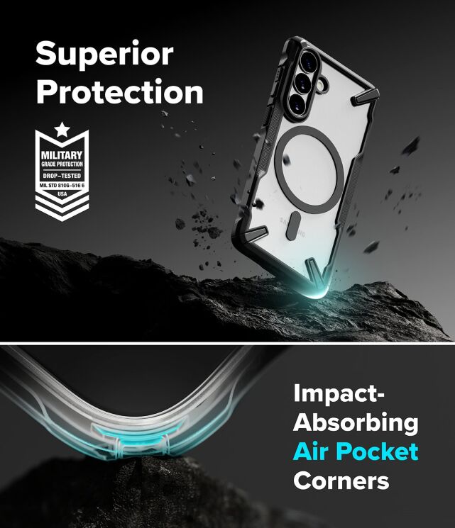 Защитный чехол Ringke Fusion X MagSafe для Samsung Galaxy S26 (S942) 8800328815643 - Black: фото 11 из 19