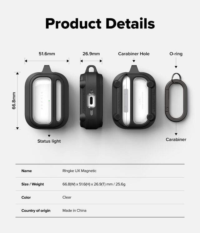 Защитный чехол Ringke UX Magnetic (FH) для AirPods Pro 3 (8800293859444) - Clear: фото 12 из 13