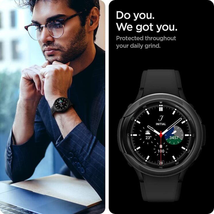 Захисний чохол Spigen (SGP) Liquid Air Case для Samsung Galaxy Watch 4 Classic (42mm) - Matte Black: фото 12 з 18