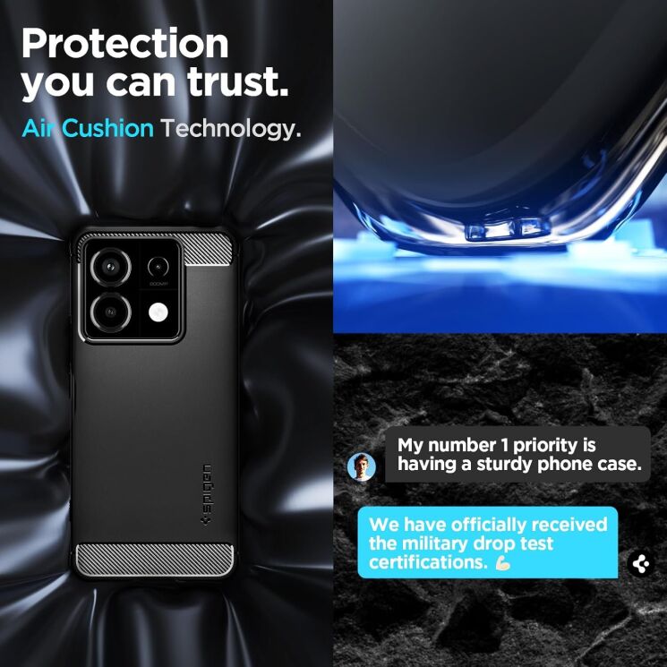 Защитный чехол Spigen (SGP) Rugged Armor для Xiaomi Redmi Note 13 Pro 5G / Poco X6 (ACS07254) - Matte Black: фото 18 из 18