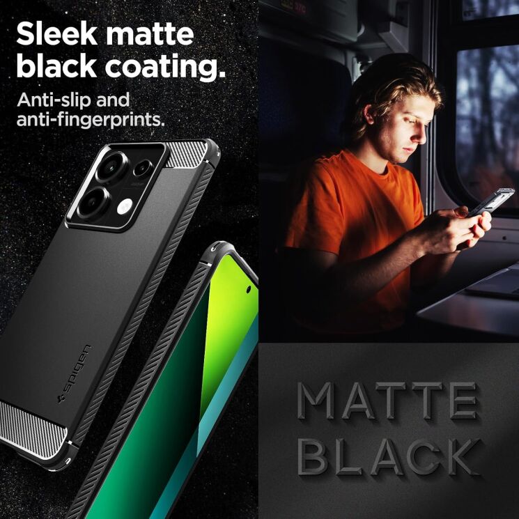 Защитный чехол Spigen (SGP) Rugged Armor для Xiaomi Redmi Note 13 Pro 5G / Poco X6 (ACS07254) - Matte Black: фото 16 из 18