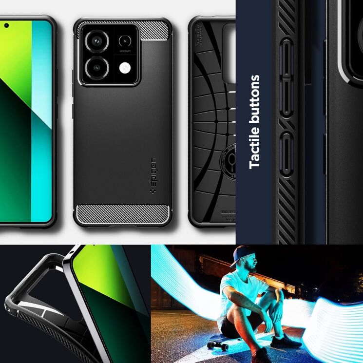Защитный чехол Spigen (SGP) Rugged Armor для Xiaomi Redmi Note 13 Pro 5G / Poco X6 (ACS07254) - Matte Black: фото 15 из 18