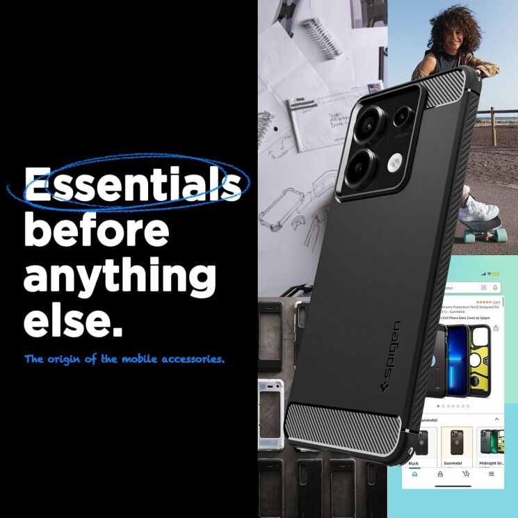 Защитный чехол Spigen (SGP) Rugged Armor для Xiaomi Redmi Note 13 Pro 5G / Poco X6 (ACS07254) - Matte Black: фото 13 из 18