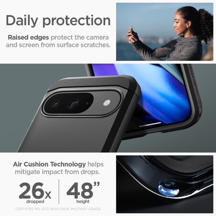 Защитный чехол Spigen (SGP) Tough Armor для Google Pixel 9 / 9 Pro - Metal Slate: фото 14 из 16