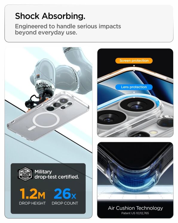Захисний чохол Spigen Ultra Hybrid (MagFit) для Samsung Galaxy S26 Ultra (S948) ACS10679 - Clear / White: фото 11 з 14