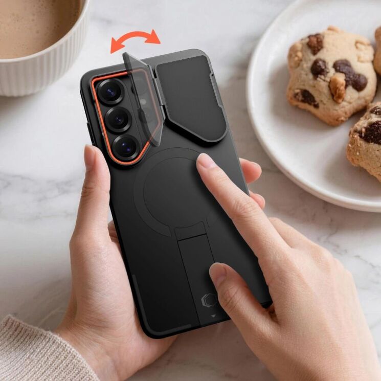 Защитный чехол Tech-Protect Kevlar Aura MagSafe для Samsung Galaxy S26 Ultra (S948) - Black / Orange: фото 5 из 8