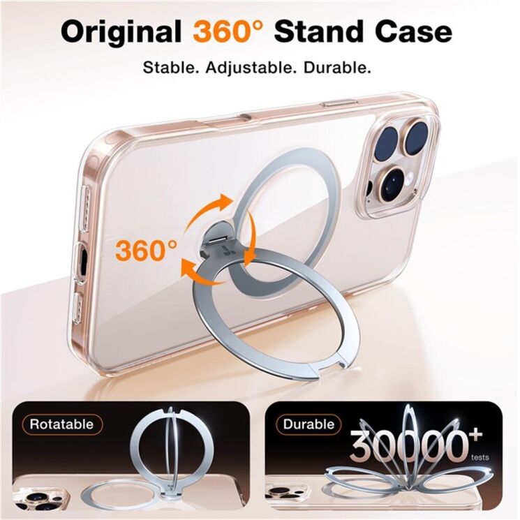 Защитный чехол TORRAS Ostand Spin MagSafe для Apple iPhone 16e - Transparent: фото 2 из 4
