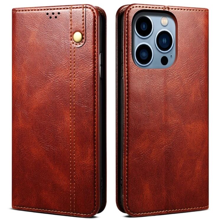 Защитный чехол UniCase Leather Wallet для Apple iPhone 15 Pro Max - Brown: фото 1 из 9