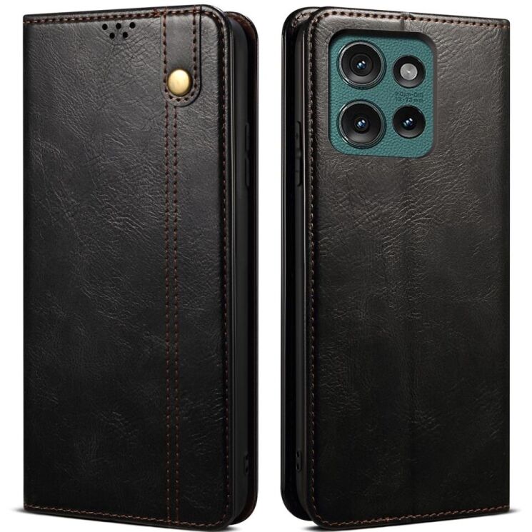Защитный чехол UniCase Leather Wallet для Motorola Edge 50 - Black: фото 1 из 6