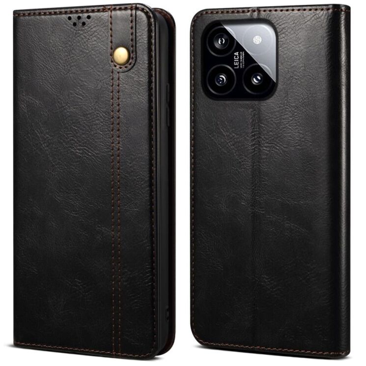 Защитный чехол UniCase Leather Wallet для Xiaomi 14 - Black: фото 1 из 7