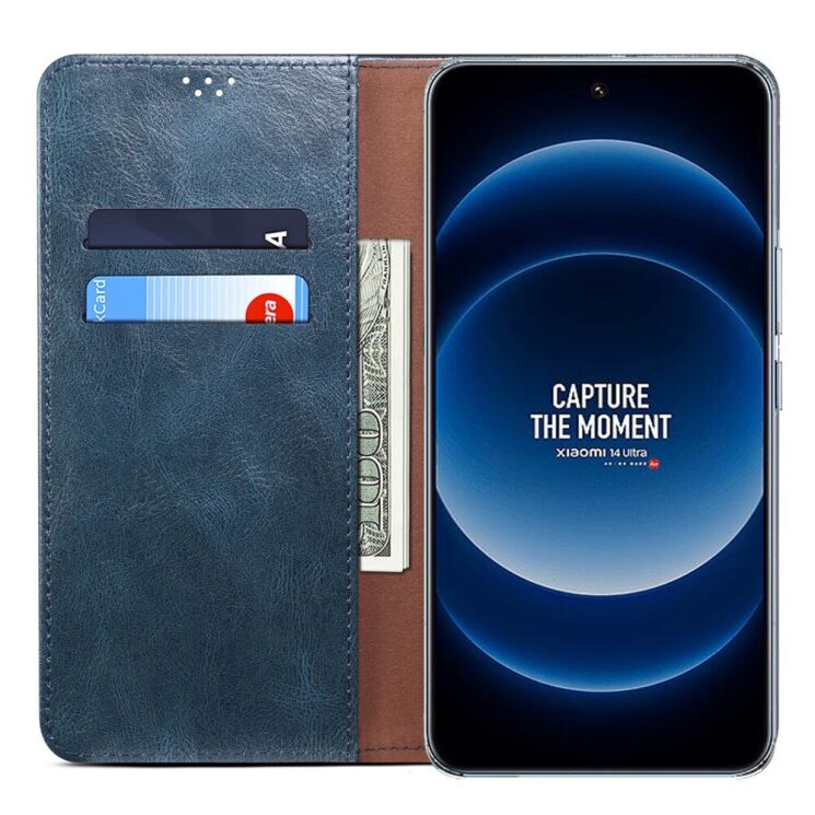 Защитный чехол UniCase Leather Wallet для Xiaomi 14 Ultra - Blue: фото 2 из 6