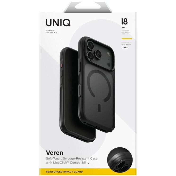 Захисний чохол UNIQ Veren MagClick для iPhone 18 Pro / 17 Pro (UNIQ-IP6.3P(2026)-VERNAFMSFST) - Black (440141B) Захисний чохол UNIQ Veren MagClick для iPhone 18 Pro / 17 Pro (UNIQ-IP6.3P(2026)-VERNAFMSFST) - Black: фото 6 з 11