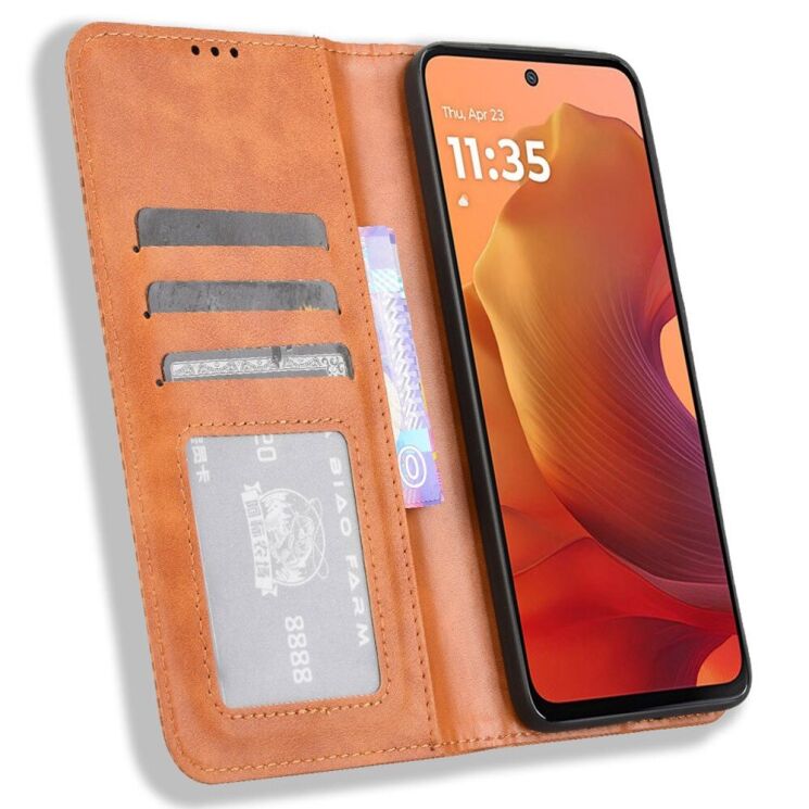 Чехол Deexe Retro Style для Motorola Moto G15 / G15 Power - Brown: фото 2 из 7
