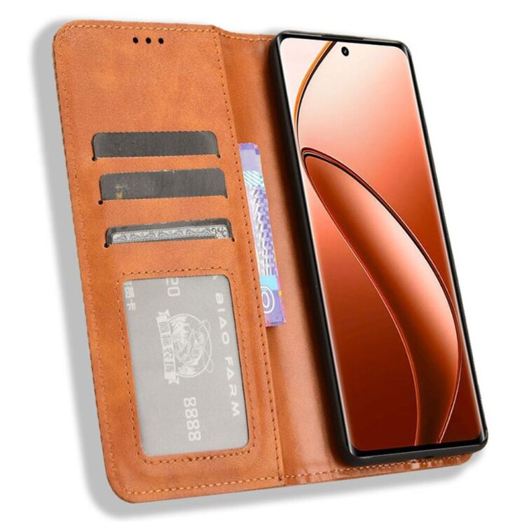 Чехол Deexe Retro Style для Realme 12 / 12 Plus - Brown: фото 2 из 7