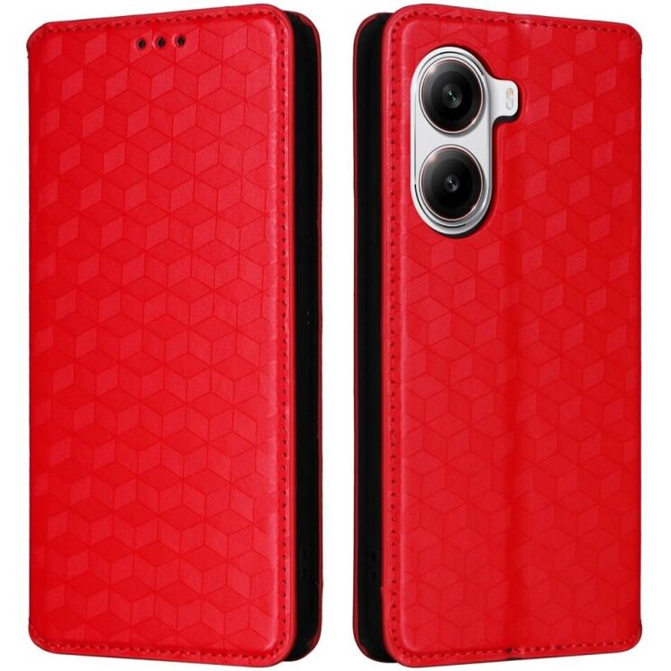 Чохол Deexe Rhombus Book для Xiaomi Poco X7 Pro - Red: фото 1 з 6