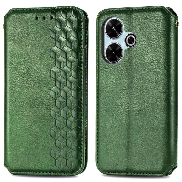 Чехол Deexe Rhombus Book для Xiaomi Redmi 13 - Green: фото 1 из 9
