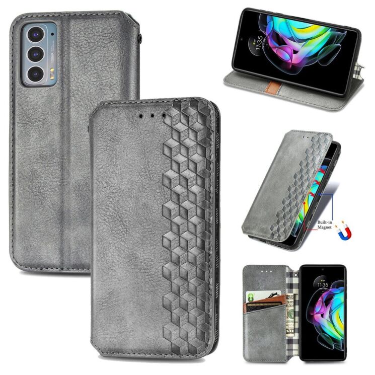 Чохол Deexe Rhombus Wallet для Motorola Edge 20 - Grey: фото 1 з 10