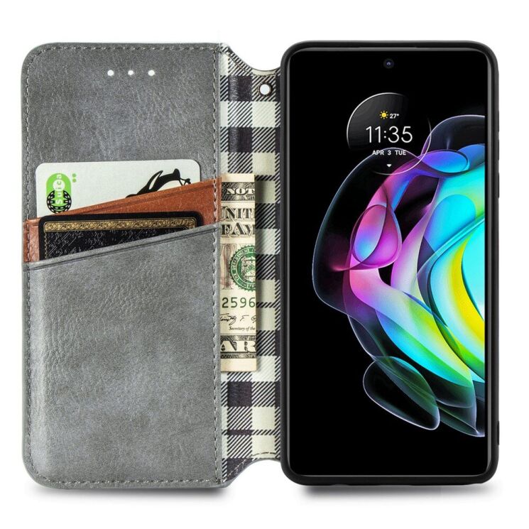 Чохол Deexe Rhombus Wallet для Motorola Edge 20 - Grey: фото 5 з 10