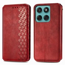 Чохол Deexe Rhombus Wallet для Motorola Moto G17 Power / G15 Power / G15 - Red: фото 1 з 6