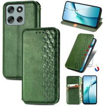 Чехол Deexe Rhombus Wallet для Motorola Moto G56 - Green: фото 1 из 15