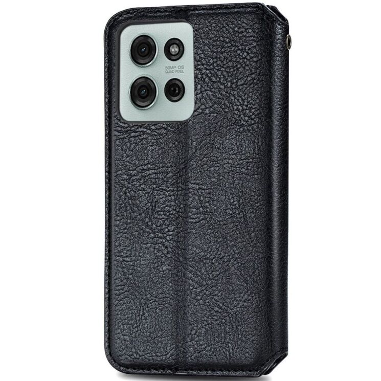 Чехол Deexe Rhombus Wallet для Motorola Moto G75 - Black: фото 4 из 6