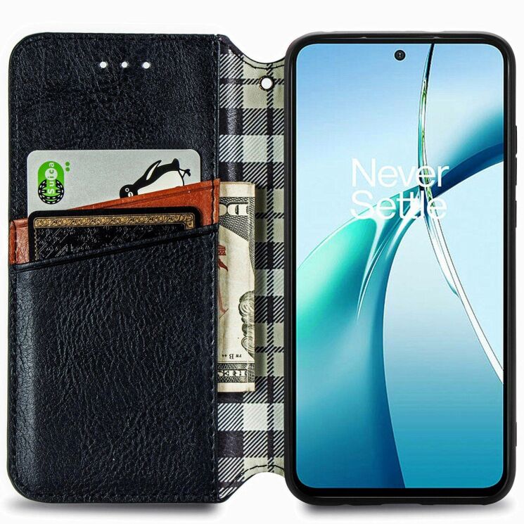 Чехол Deexe Rhombus Wallet для Samsung Galaxy S26 Plus - Black: фото 2 из 6