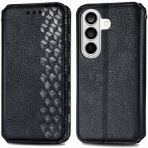 Чехол Deexe Rhombus Wallet для Samsung Galaxy S26 Plus - Black: фото 1 из 6